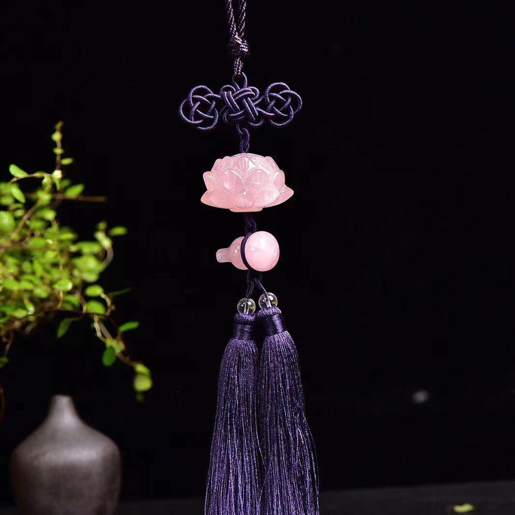 Crystal Lotus Gourd Pendant - Handmade Tassel Home Décor 42mm