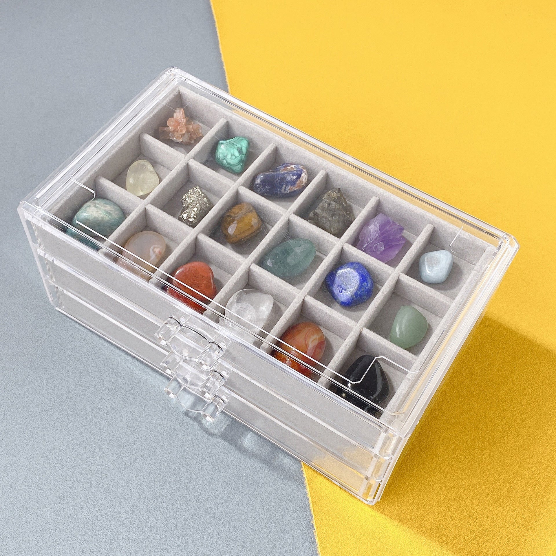 Natural Crystal Raw Stone Specimen Box - Children's Gem Collection Kit