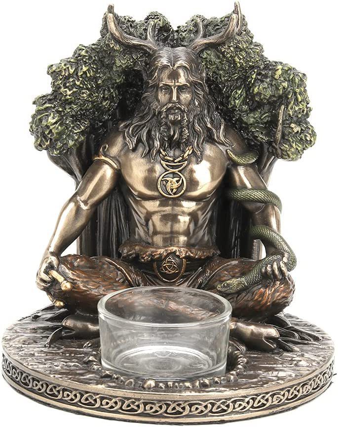 Celtic God Statue - Cernunnos Horned God Resin Figurine for Altar