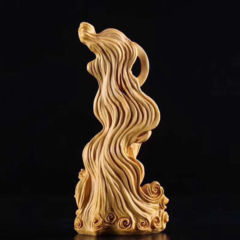 🌊 Thuja Crossing The Sea Guanyin Wood Carving - Handcrafted Buddhist Décor 🙏