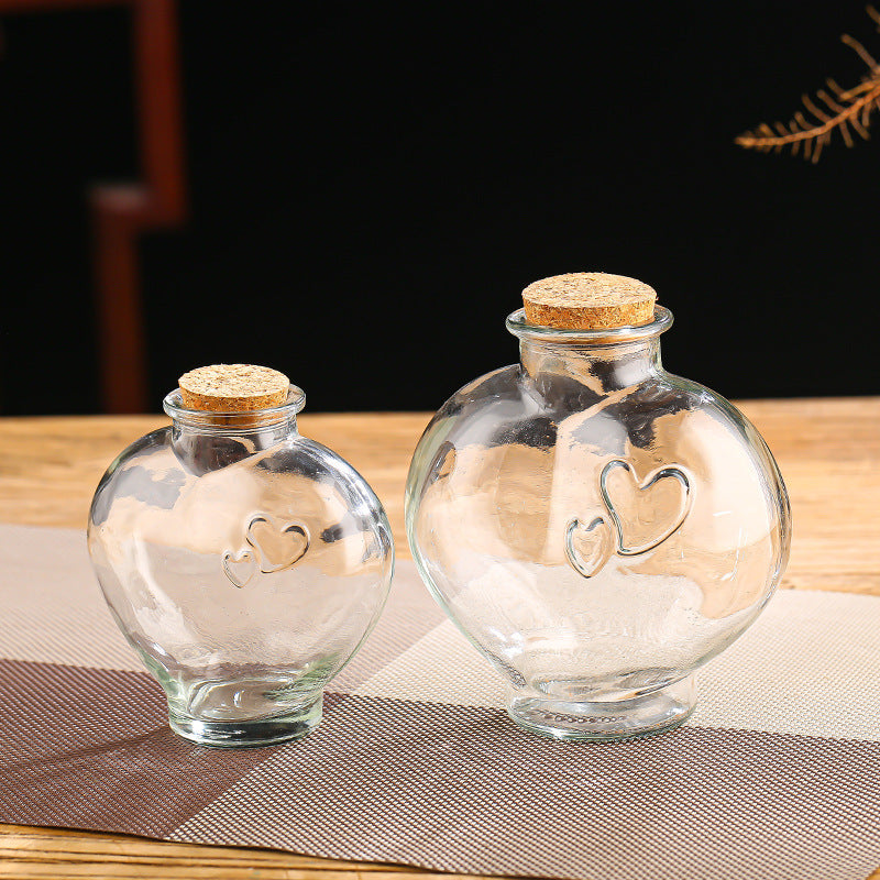Heart-Shaped Glass Wish Bottle - DIY Wooden Stopper Cork Bottle