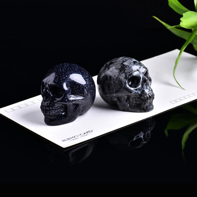Natural Crystal Skull Carving - Hand-Carved Semi-Precious Stone Ornament