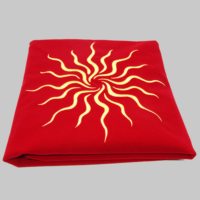 Sun Tarot Tablecloth - Luxe Velvet Embroidered Altar Cloth 80cm
