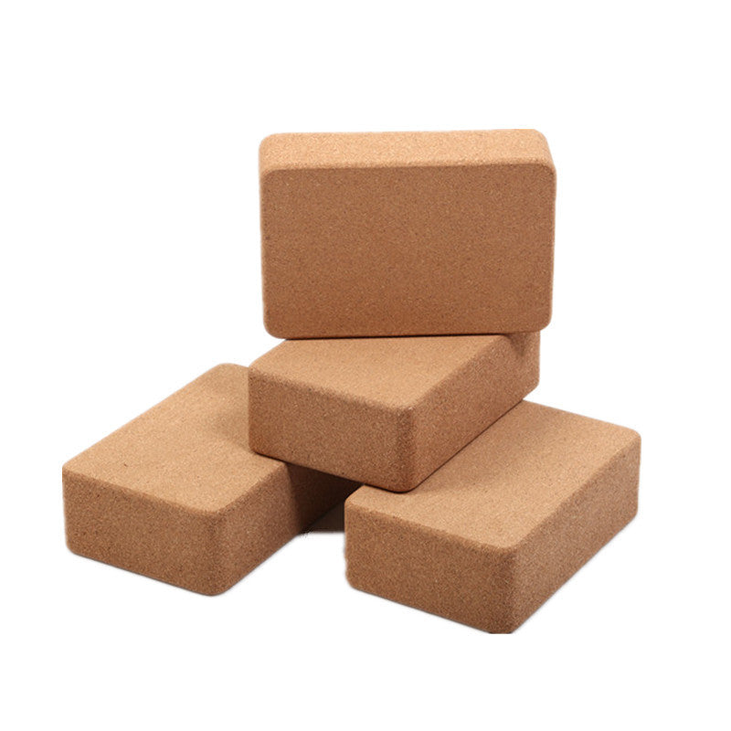 Cork Yoga Blocks Set - High Density Natural Wood Brick 2-Pack