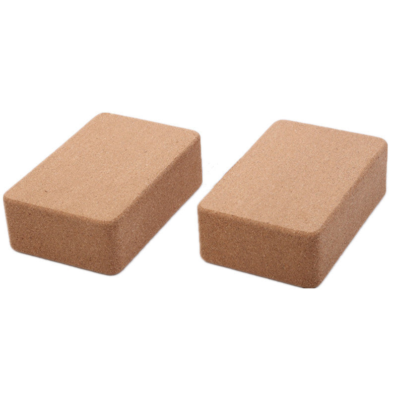 Cork Yoga Blocks Set - High Density Natural Wood Brick 2-Pack