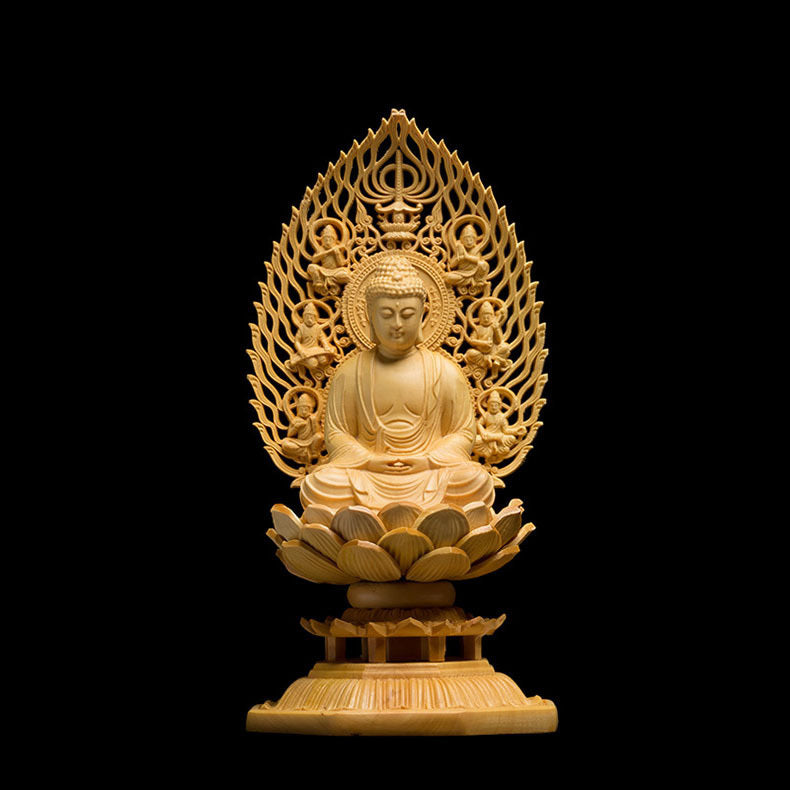 Poplar Wood Buddha Statue - Hand-Carved Meditation Figure 470g