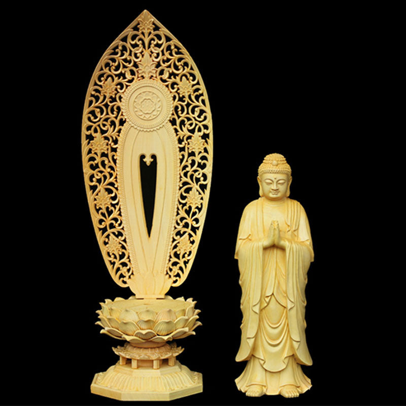 Poplar Wood Buddha Statue - Hand-Carved Meditation Figure 470g
