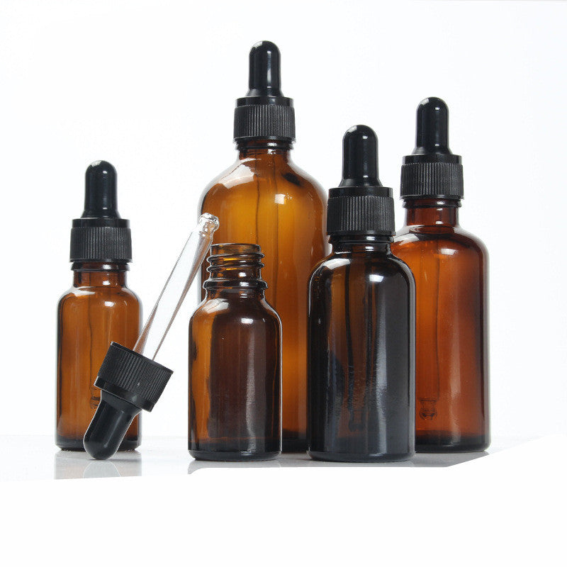 🌿 Tea Brown Glass Essential Oil Dropper Bottle 5-100ml - UV Protection Storage ✨