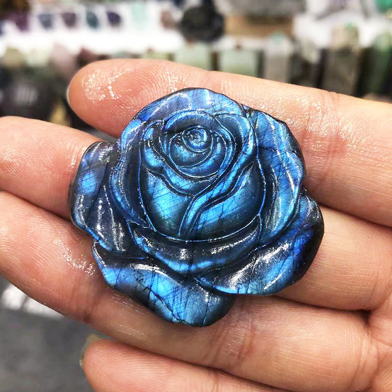 Blue Light Moonstone Carving - Natural Elongated Crystal Stone Decoration