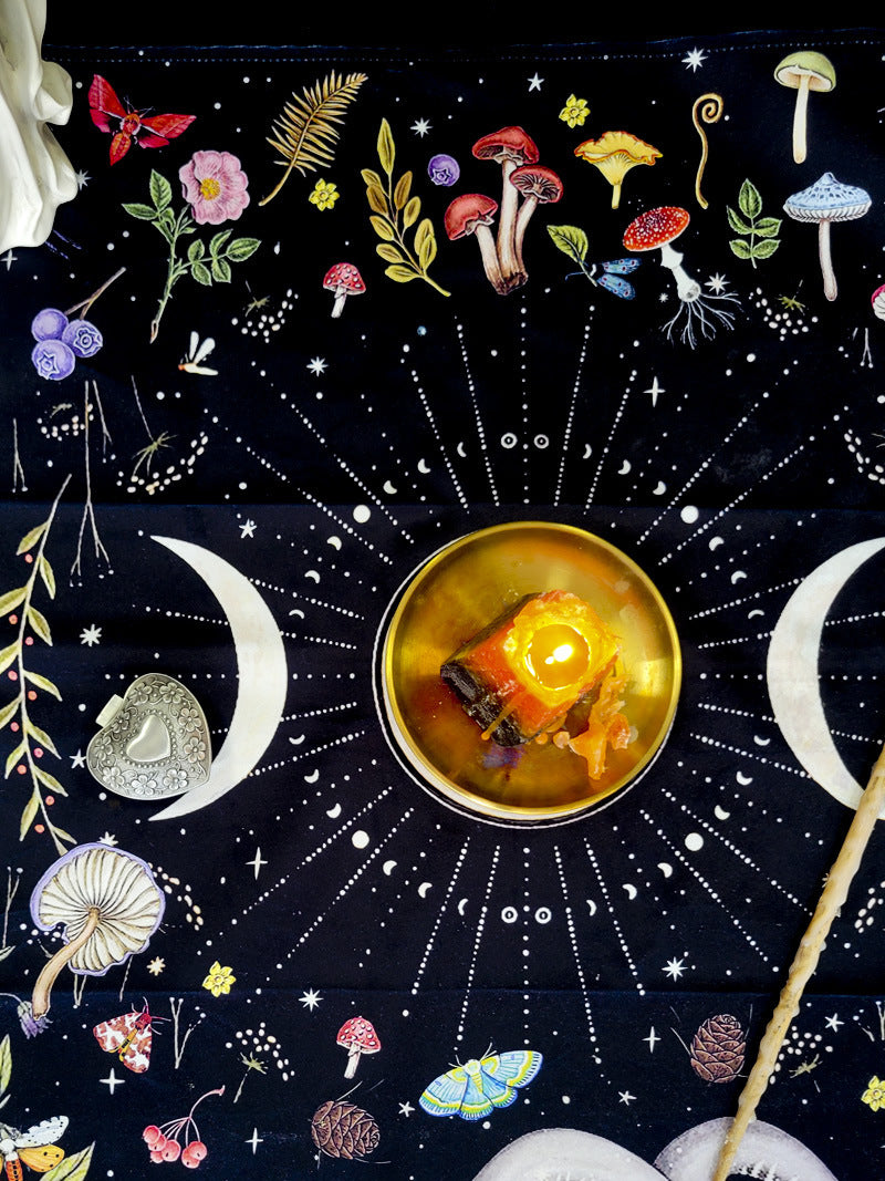 Triple Moon Velvet Tarot Tablecloth - Small Square Altar Cloth