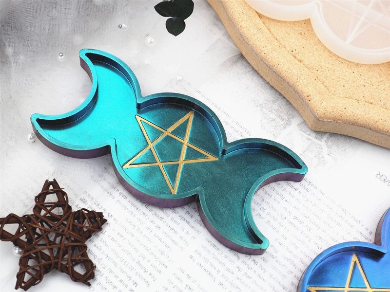 Moon Pentagram Mirror Mold - Silicone Resin Casting Mold 155mm