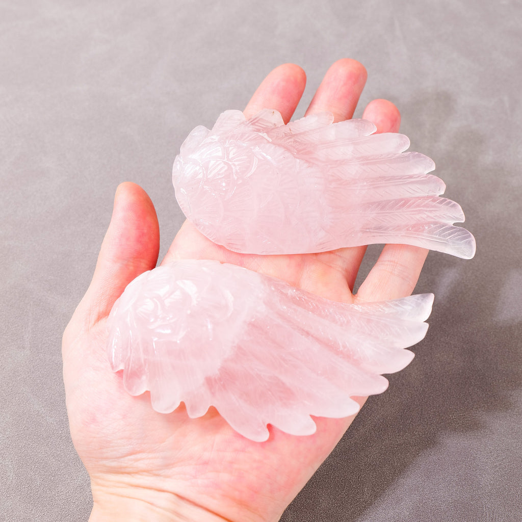 💎 Natural Pink Crystal Angel Swan Wings - Handcrafted Desktop Ornament ✨