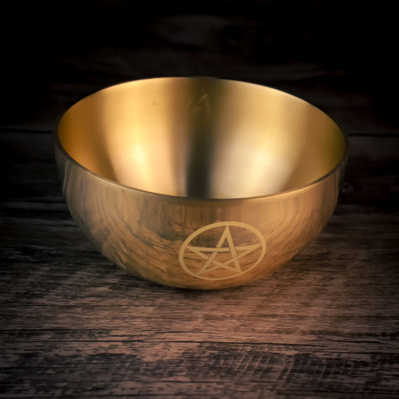 Pentagram Copper Singing Bowl - Metal Meditation Sound Bowl 243g