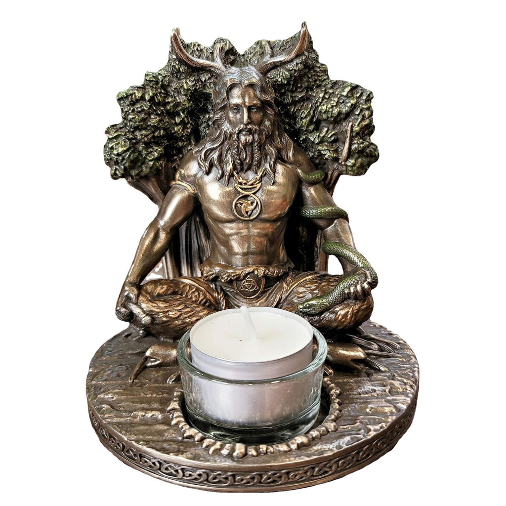 Celtic God Statue - Cernunnos Horned God Resin Figurine for Altar