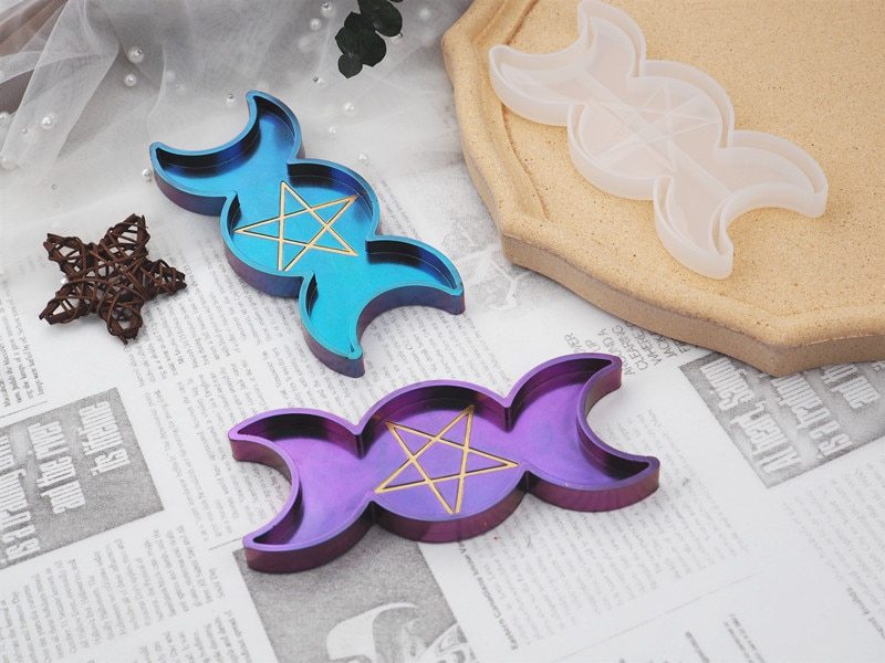 Moon Pentagram Mirror Mold - Silicone Resin Casting Mold 155mm