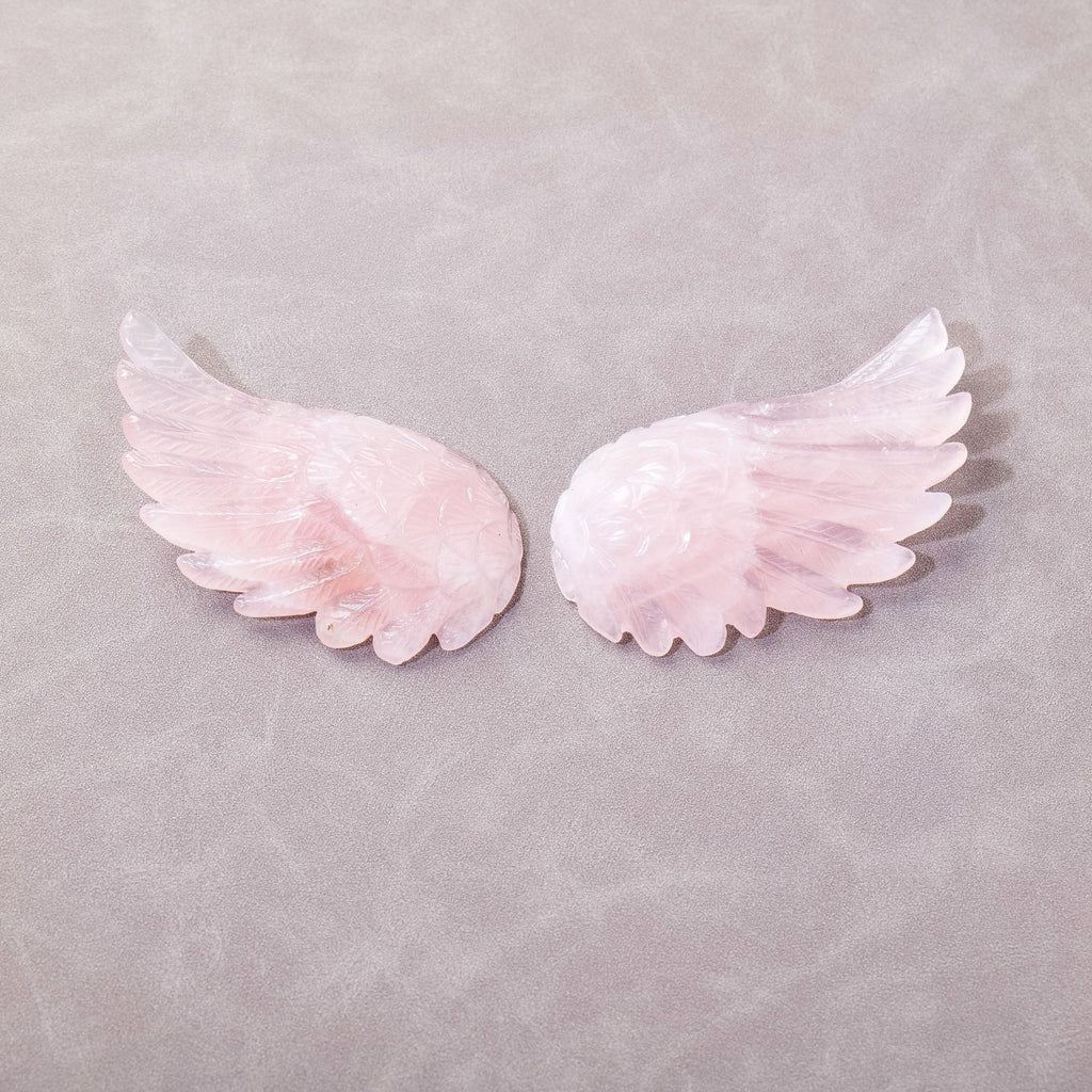 💎 Natural Pink Crystal Angel Swan Wings - Handcrafted Desktop Ornament ✨