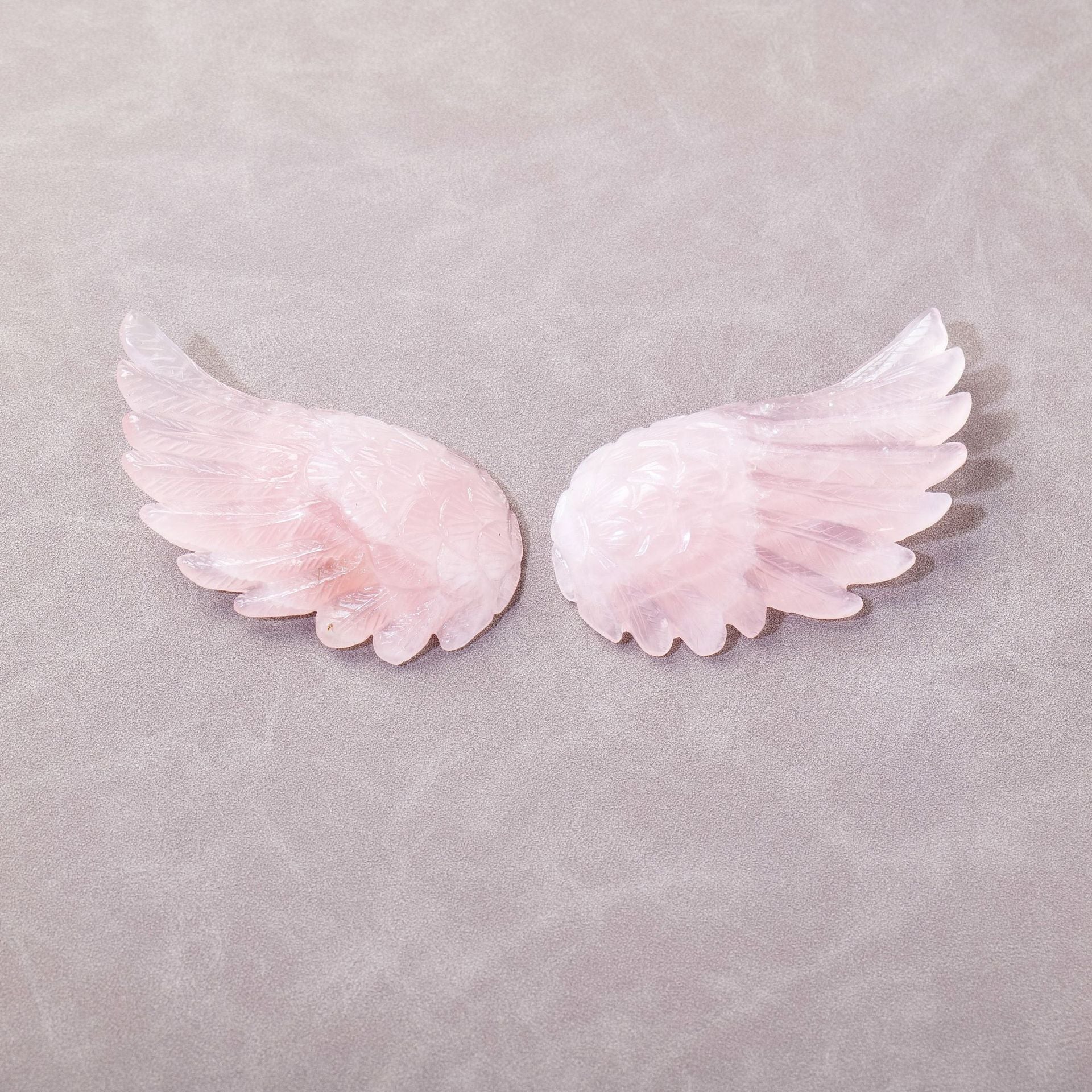 💎 Natural Pink Crystal Angel Swan Wings - Handcrafted Desktop Ornament ✨