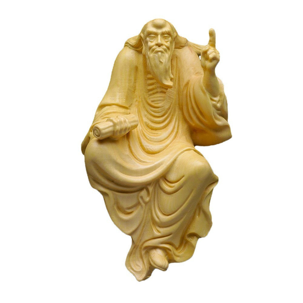 🌿 Boxwood Carving Lao Tzu Asks The World - Handcrafted Spiritual Statue ☯️