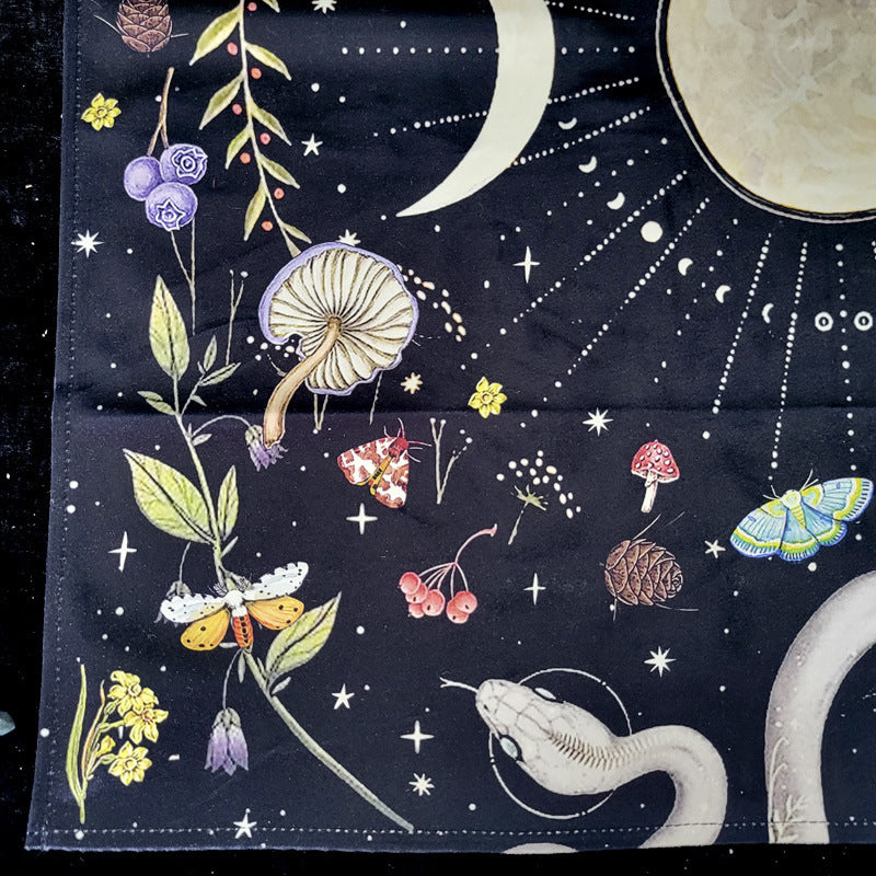 Triple Moon Velvet Tarot Tablecloth - Small Square Altar Cloth