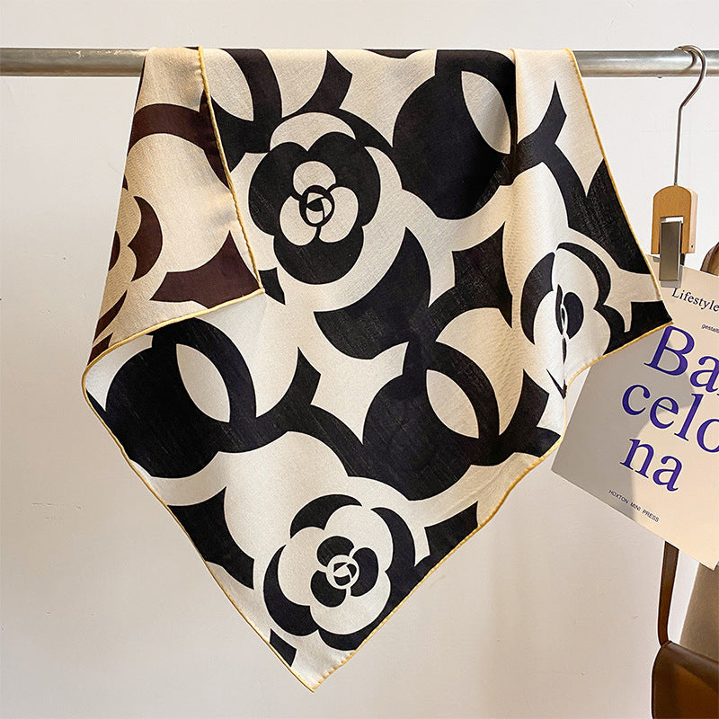 Silk Wool Scarf - Botanical Sketch Garden Print Luxury Wrap