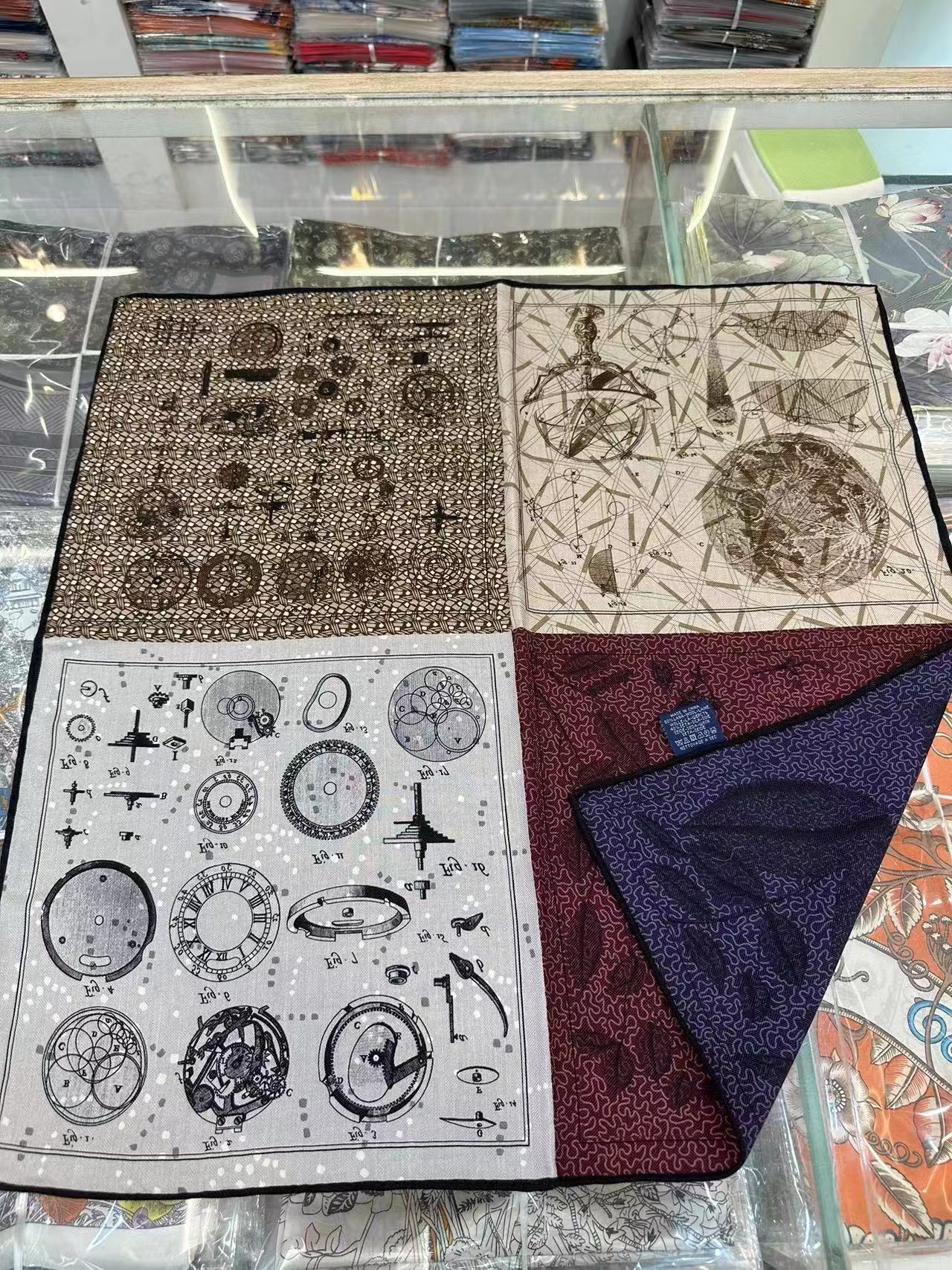 Silk Wool Scarf - Botanical Sketch Garden Print Luxury Wrap