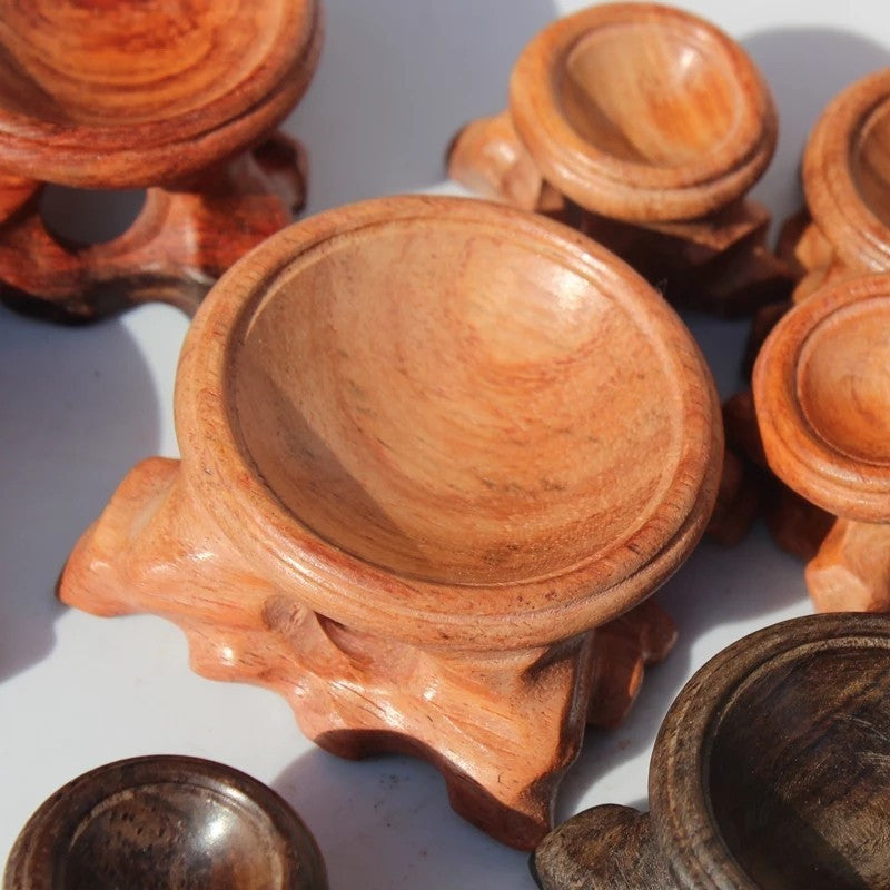 Wooden Display Stand for Crystal Eggs & Spheres - Mahogany Round Base