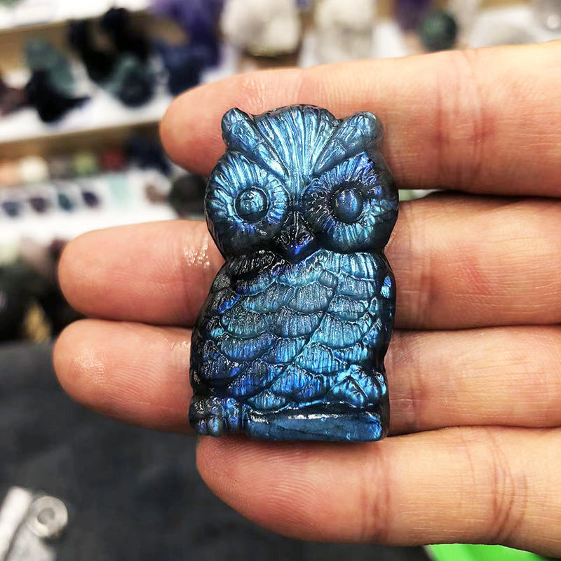 Blue Light Moonstone Carving - Natural Elongated Crystal Stone Decoration