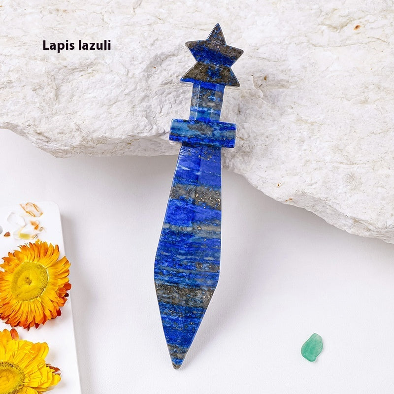 Natural Crystal Dagger Carving - Semi-Precious Stone Knife Decoration