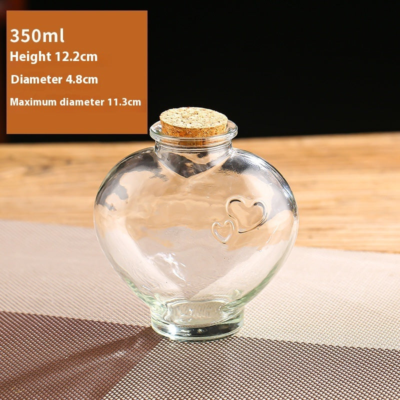 Heart-Shaped Glass Wish Bottle - DIY Wooden Stopper Cork Bottle