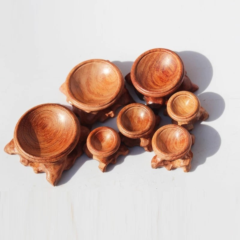 Wooden Display Stand for Crystal Eggs & Spheres - Mahogany Round Base