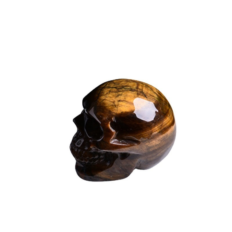 Natural Crystal Skull Carving - Hand-Carved Semi-Precious Stone Ornament