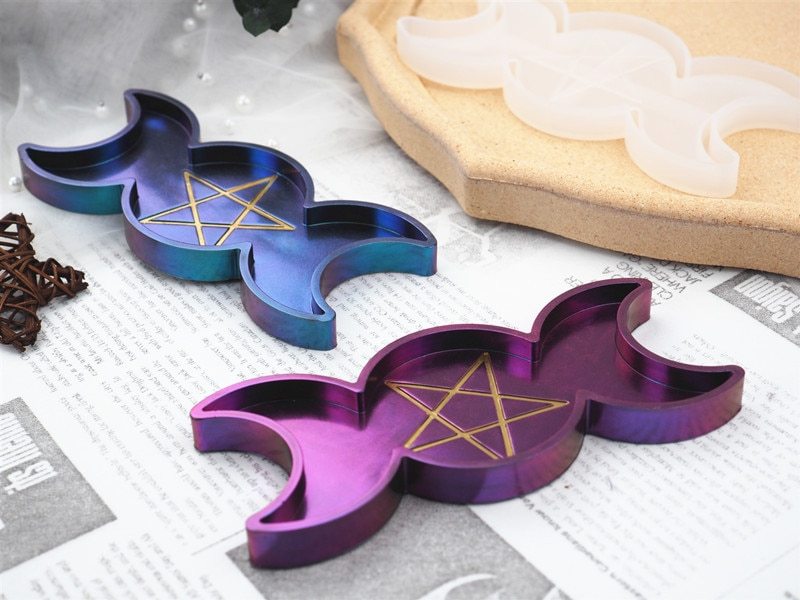 Moon Pentagram Mirror Mold - Silicone Resin Casting Mold 155mm