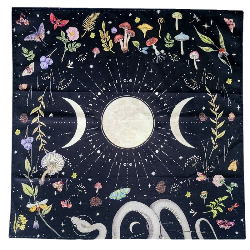 Triple Moon Velvet Tarot Tablecloth - Small Square Altar Cloth