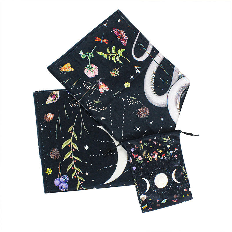 Triple Moon Velvet Tarot Tablecloth - Small Square Altar Cloth