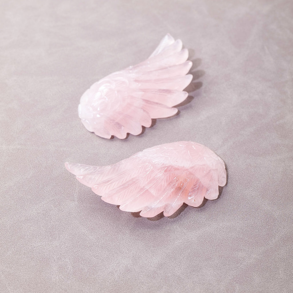 💎 Natural Pink Crystal Angel Swan Wings - Handcrafted Desktop Ornament ✨