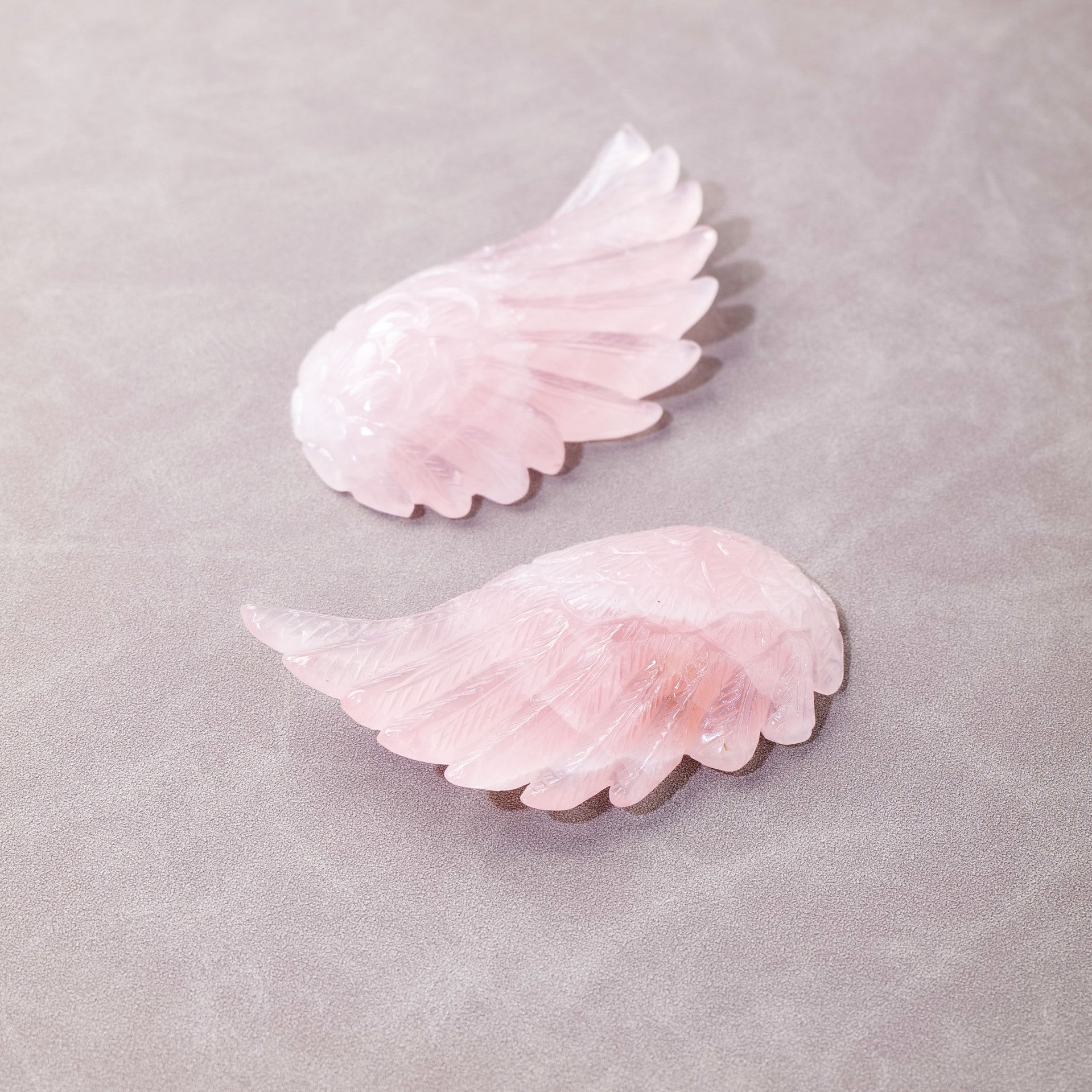 💎 Natural Pink Crystal Angel Swan Wings - Handcrafted Desktop Ornament ✨