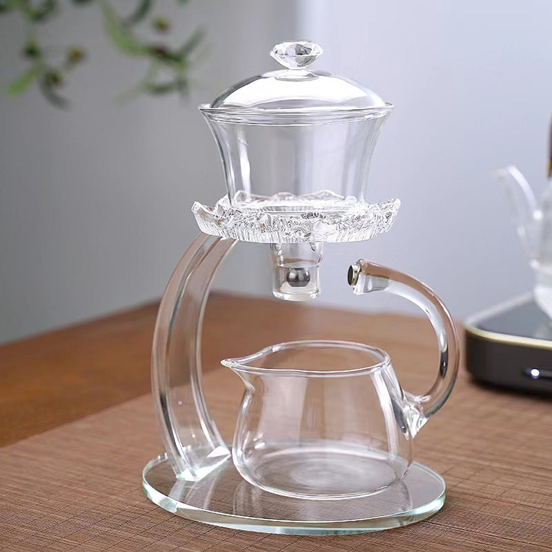 Lotus Automatic Tea Infuser - Glass Kung Fu Tea Set with Self-Brewing System