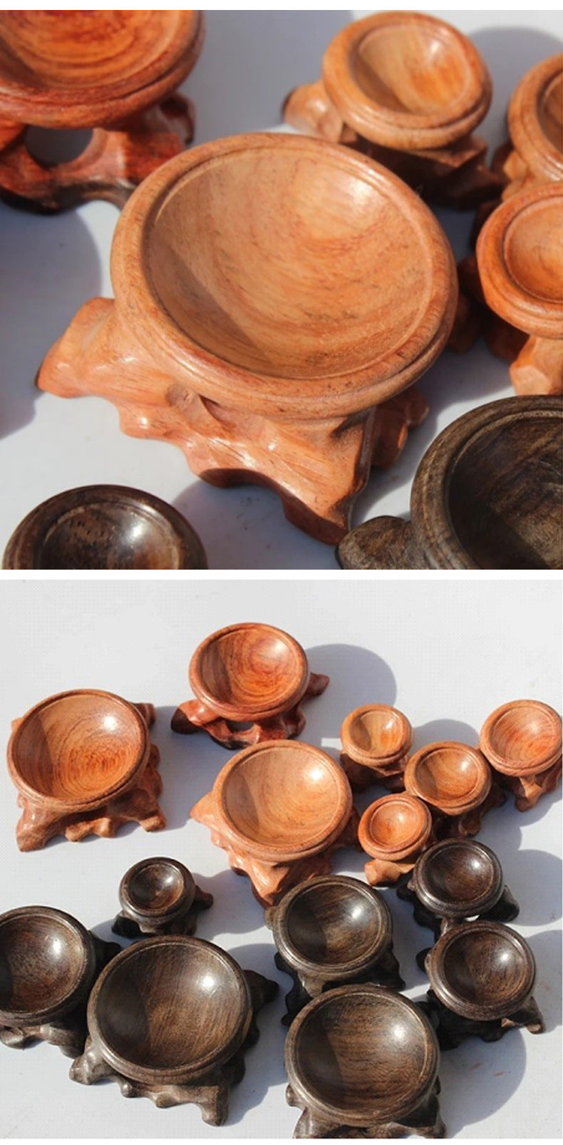 Wooden Display Stand for Crystal Eggs & Spheres - Mahogany Round Base