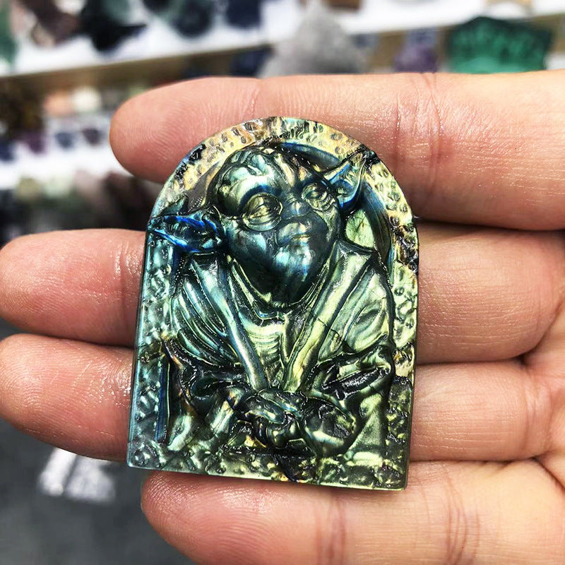 Blue Light Moonstone Carving - Natural Elongated Crystal Stone Decoration