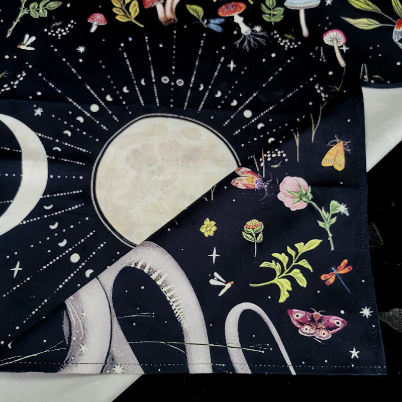 Triple Moon Velvet Tarot Tablecloth - Small Square Altar Cloth