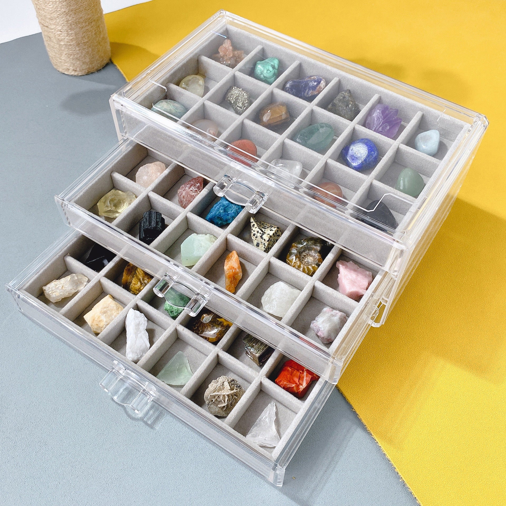 Natural Crystal Raw Stone Specimen Box - Children's Gem Collection Kit