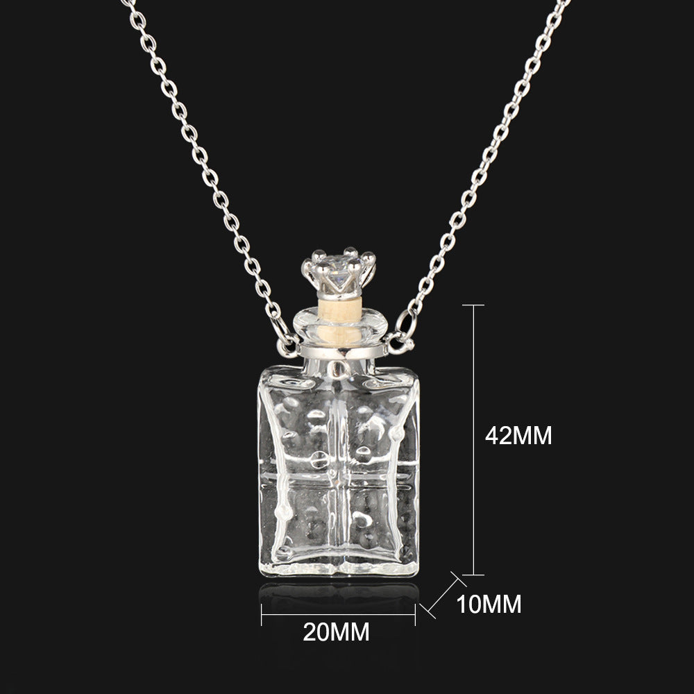 Water Drop Glass Bottle Necklace - Transparent Wish Bottle Pendant Jewelry