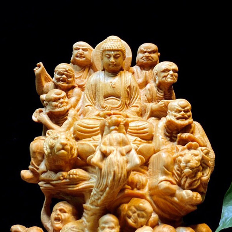 Thuja Wood 18 Arhats Set - Hand-Carved Buddhist Disciples Statues