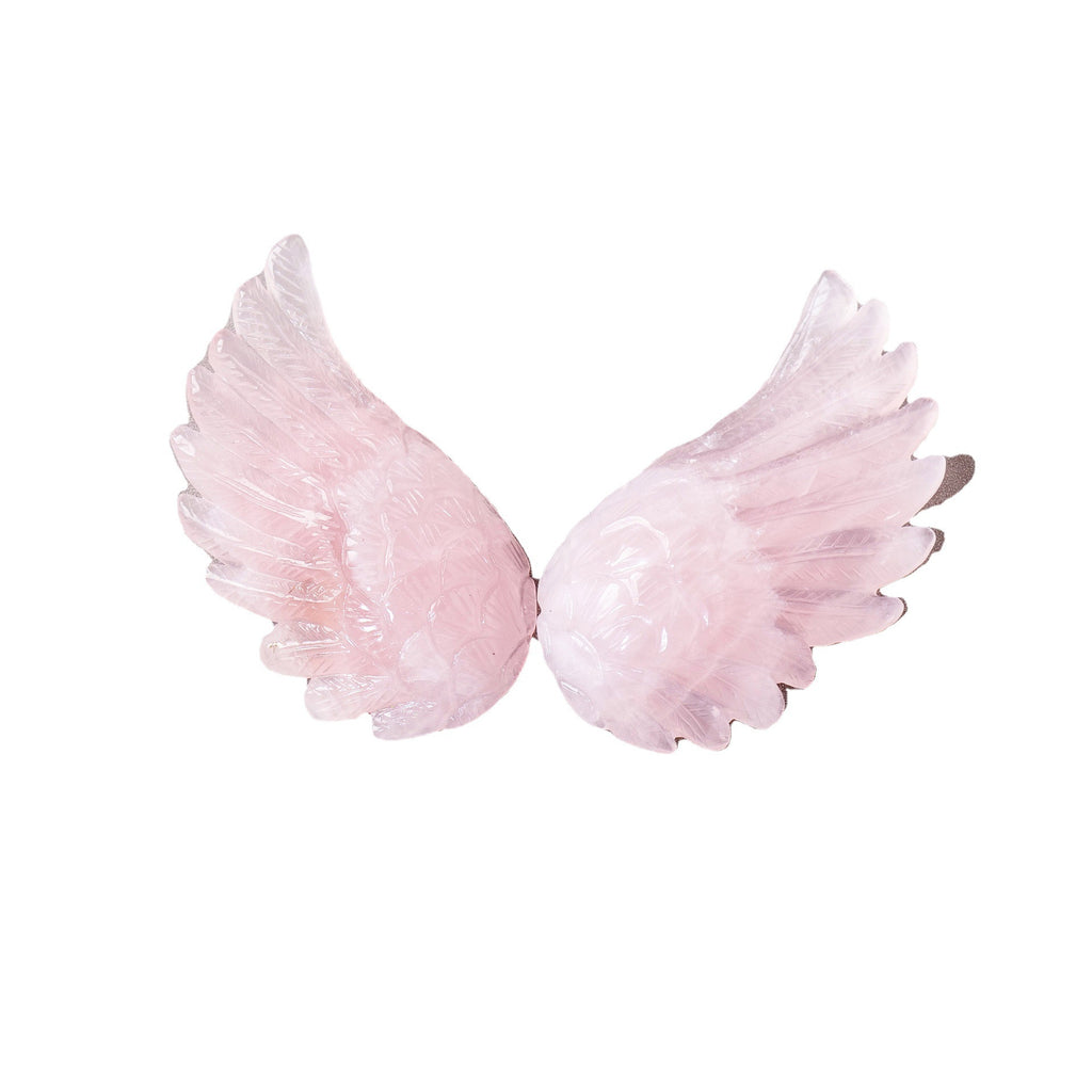 💎 Natural Pink Crystal Angel Swan Wings - Handcrafted Desktop Ornament ✨