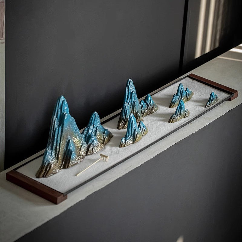 Zen Sand Garden - Ceramic Rockery Miniature Meditation Table