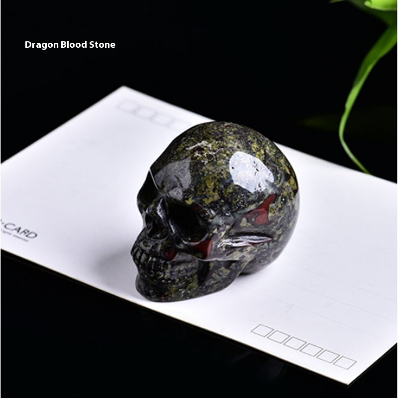 Natural Crystal Skull Carving - Hand-Carved Semi-Precious Stone Ornament