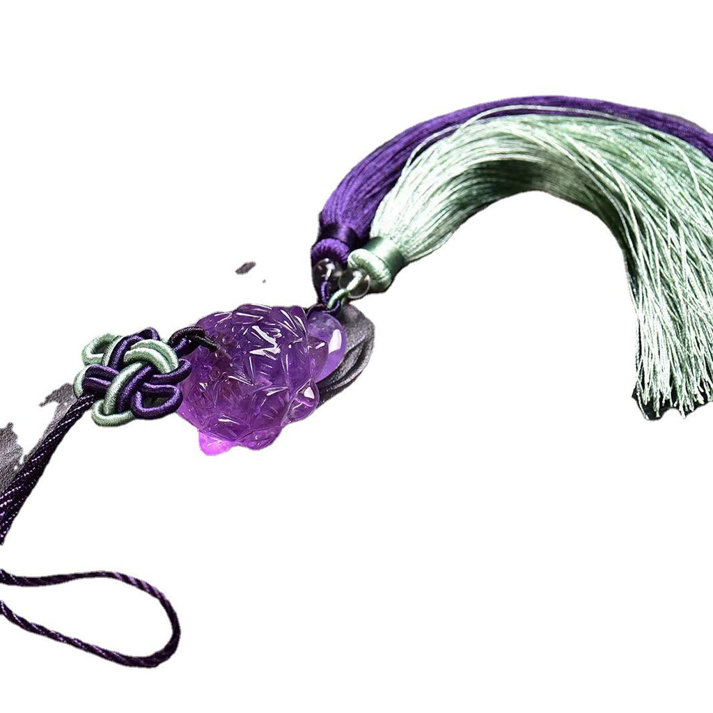 Crystal Lotus Gourd Pendant - Handmade Tassel Home Décor 42mm