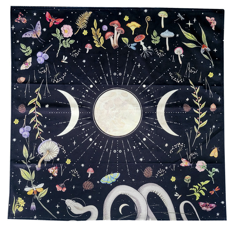 Triple Moon Velvet Tarot Tablecloth - Small Square Altar Cloth
