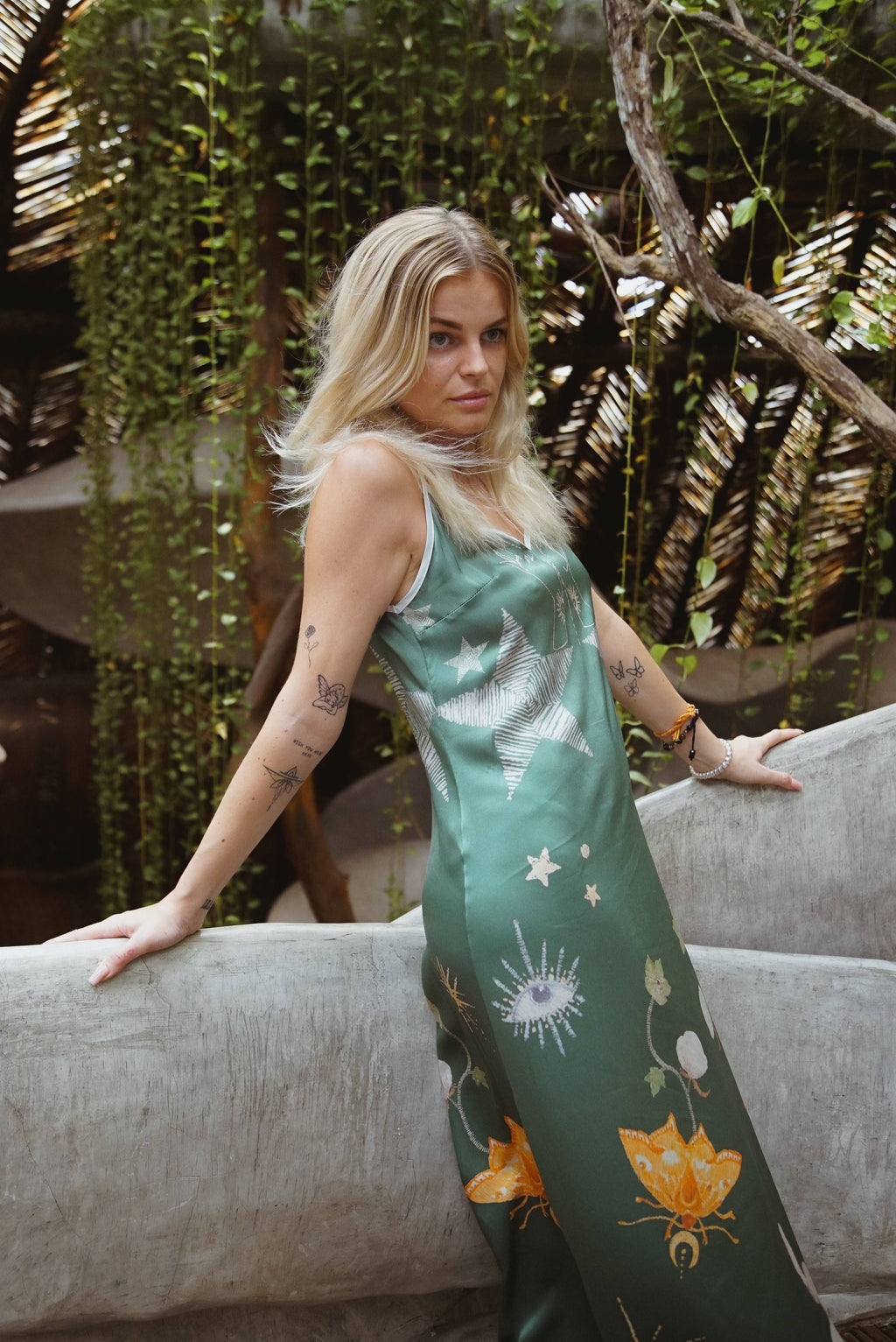 🌿 Andromeda Silk Dress in Jungle Altar - Eco-Luxury Slip Dress by Holding Court ✨