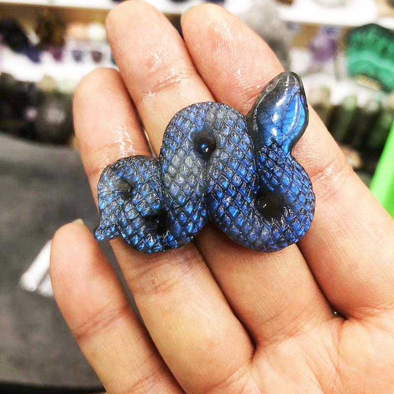 Blue Light Moonstone Carving - Natural Elongated Crystal Stone Decoration